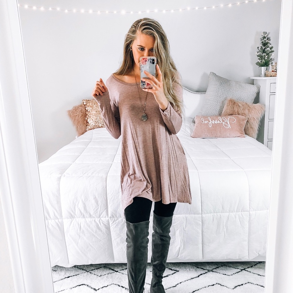 LAYLA Scoop Neck Pink Tunic Sweater - Picture 2 of 8